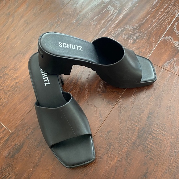 Schutz Mizzy Platform Mule Sandals Black Size 7 - Picture 2 of 9
